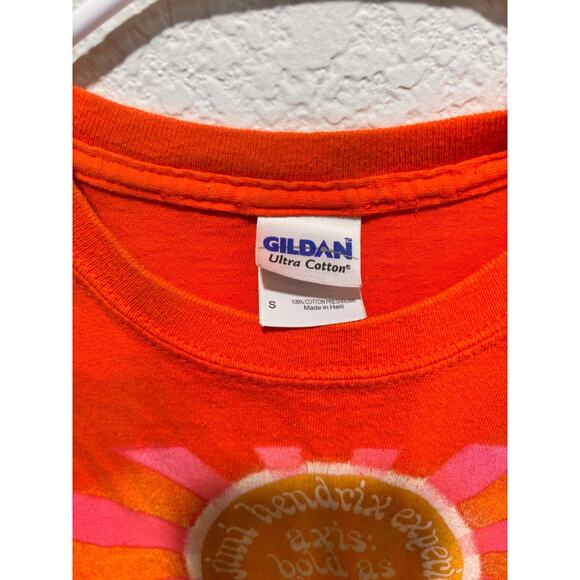Jimi Hendrix Orange Tee Axis Bold as Love T-shirt Mens Small Vintage - Picture 3 of 4